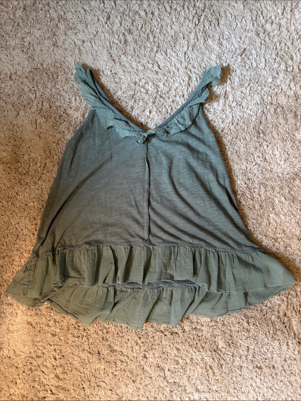 American Eagle Sage Green Ruffle Tank Top